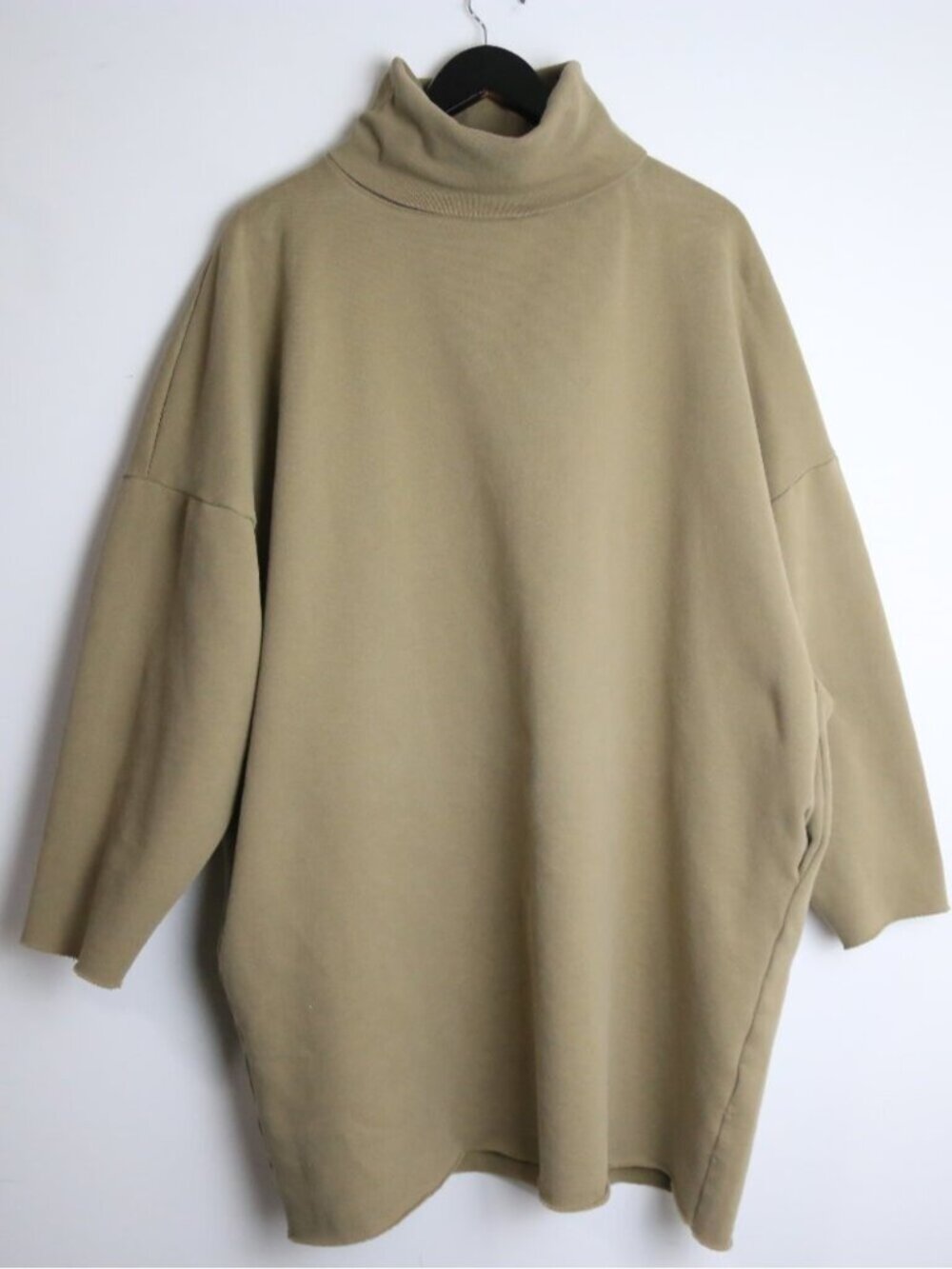 Oak & Fort Turtleneck Mock Neck Oversized Relaxed Fit Dress Tan Size Medium